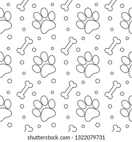 Seamless cute paw pattern, endless background for wallpaper, cover, card and poster designs, textile and fabric prints. vector illustration