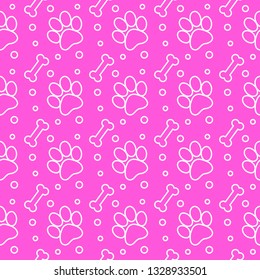 Seamless cute paw pattern, endless background for wallpaper, cover, card and poster designs, textile and fabric prints.