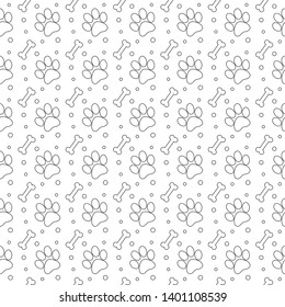 Seamless cute paw pattern, endless background for wallpaper, cover, card and poster designs, textile and fabric prints. vector illustration