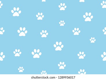 Seamless cute paw pattern for wallpaper, cover, card and poster designs; interior decorations of baby rooms; textile and fabric prints