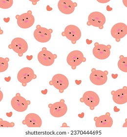 Seamless cute pig pattern for fabric prints, textiles, gift wrapping paper. colorful vector for children, flat style