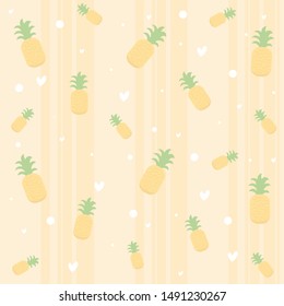 Seamless cute pineapple pattern. Fun vector illustration!