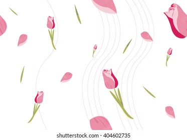 Seamless cute pink tulip pattern background