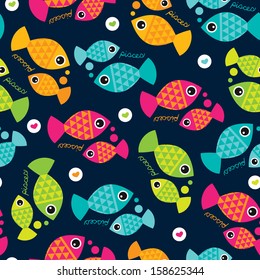 Seamless cute pisces zodiac sign illustration background pattern in vector