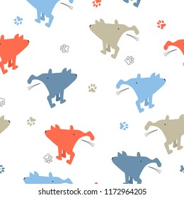 Seamless cute pissing dogs pattern.