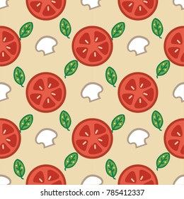 Seamless  with cute Pizza  and mushroom ,A seamless vector background