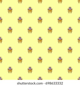 Seamless cute polka dot pattern with small summer beetles.