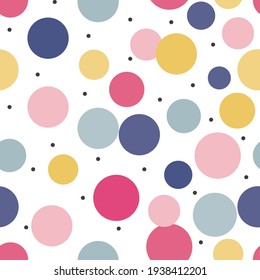Seamless cute polka dots with colorful design