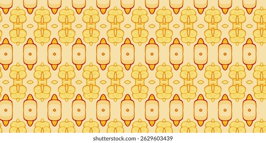 Seamless Cute Popsicle and Corn Pattern in Bright Yellow Tones – Summer Food Background