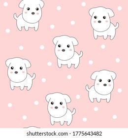 seamless cute puppy animal pattern vector illustration