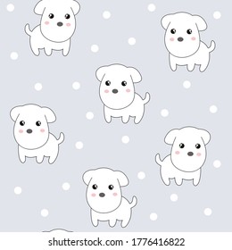 seamless cute puppy animal pattern vector illustration