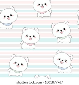 seamless cute puppy animal pattern vector illustration