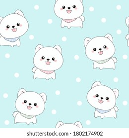 seamless cute puppy animal pattern vector illustration
