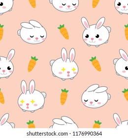seamless cute rabbit and carrot vector pattern background. cute animal pattern