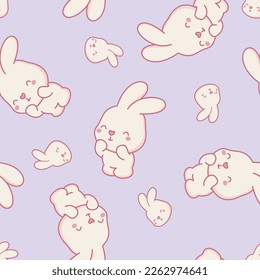 seamless cute rabbit in purple background