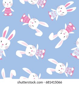 Seamless cute rabbit with vector design