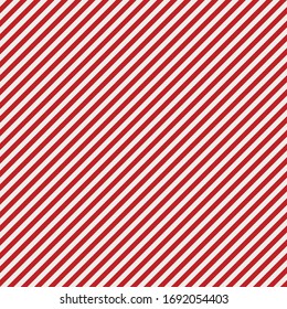 Seamless cute retro christmas vector pattern with diagonal red and white stripes. Gift wrapping paper, interior, cloth, fabric or web design.