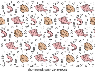 Seamless cute seafood pattern. Vector design for paper covers interior decoration of fabrics and other users