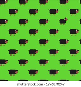 Seamless cute sheep pattern, vector illustration of cute sheeps, cartoon style.  Vintage ornament for poster, wallpaper, printing on the packaging paper, textiles.