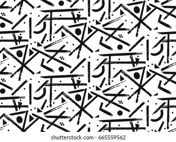 Seamless cute simple grunge hand-draw pattern with irregular line. Abstract background. The image is made in the style of hand-made, bright, simple.