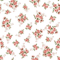 Seamless Cute Small Flower Pattern On White Background