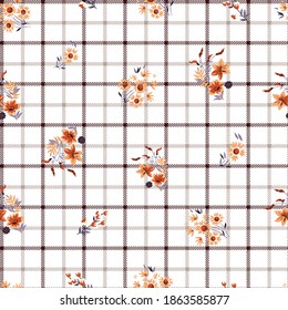 seamless cute small flower pattern on checks