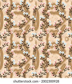 seamless cute small flower pattern on brown background