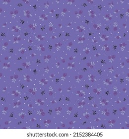 seamless cute small flower pattern on blue background
