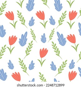 Seamless cute small flower pattern on white background