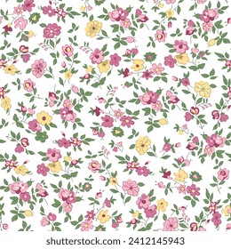 seamless cute small flower pattern on white background