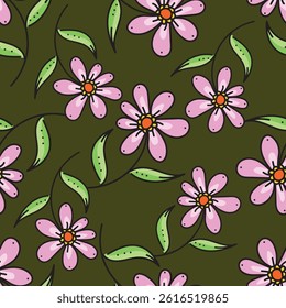 seamless cute small flower pattern on muster background
