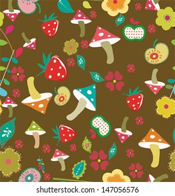 Seamless cute spring pattern background in vector