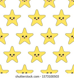 Seamless cute star pattern on white background