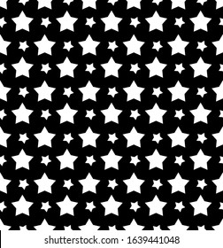 Seamless cute stars pattern.white stars on black background.