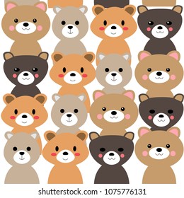 seamless cute teddy bear cartoon pattern,vector and illustration