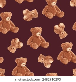 SEAMLESS CUTE TEDDY BEAR PATTERN 240701