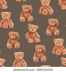 Seamless Cute Teddy Bears Pattern 240706