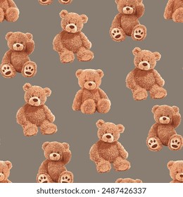 Seamless Cute Teddy Bears Pattern 240708