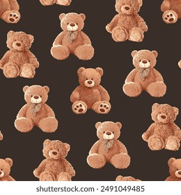 Seamless Cute Teddy Bears Pattern 240712