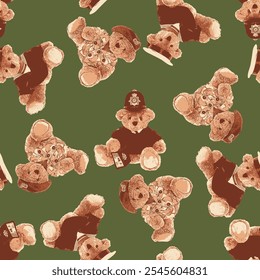 Seamless Cute Teddy Bears Pattern 02 November 2024