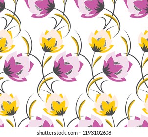 Seamless cute textile flower pattern