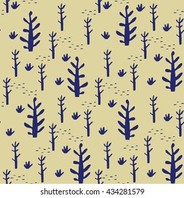 Seamless cute tree pattern background vector