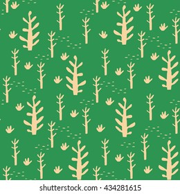 Seamless cute tree pattern background vector