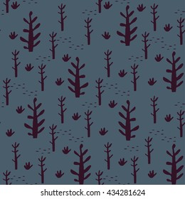 Seamless cute tree pattern background vector