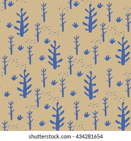 Seamless cute tree pattern background vector