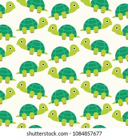 Seamless cute turtle cartoon pattern background