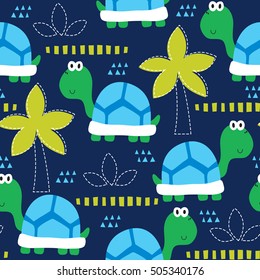 seamless cute turtle pattern vector illustration