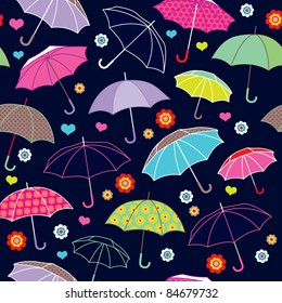 seamless cute umbrella background pattern in vector