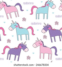 seamless cute unicorn pattern vector illustration