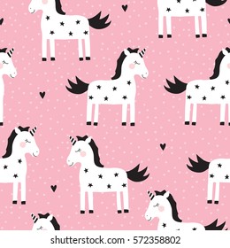 seamless cute unicorn pattern vector illustration